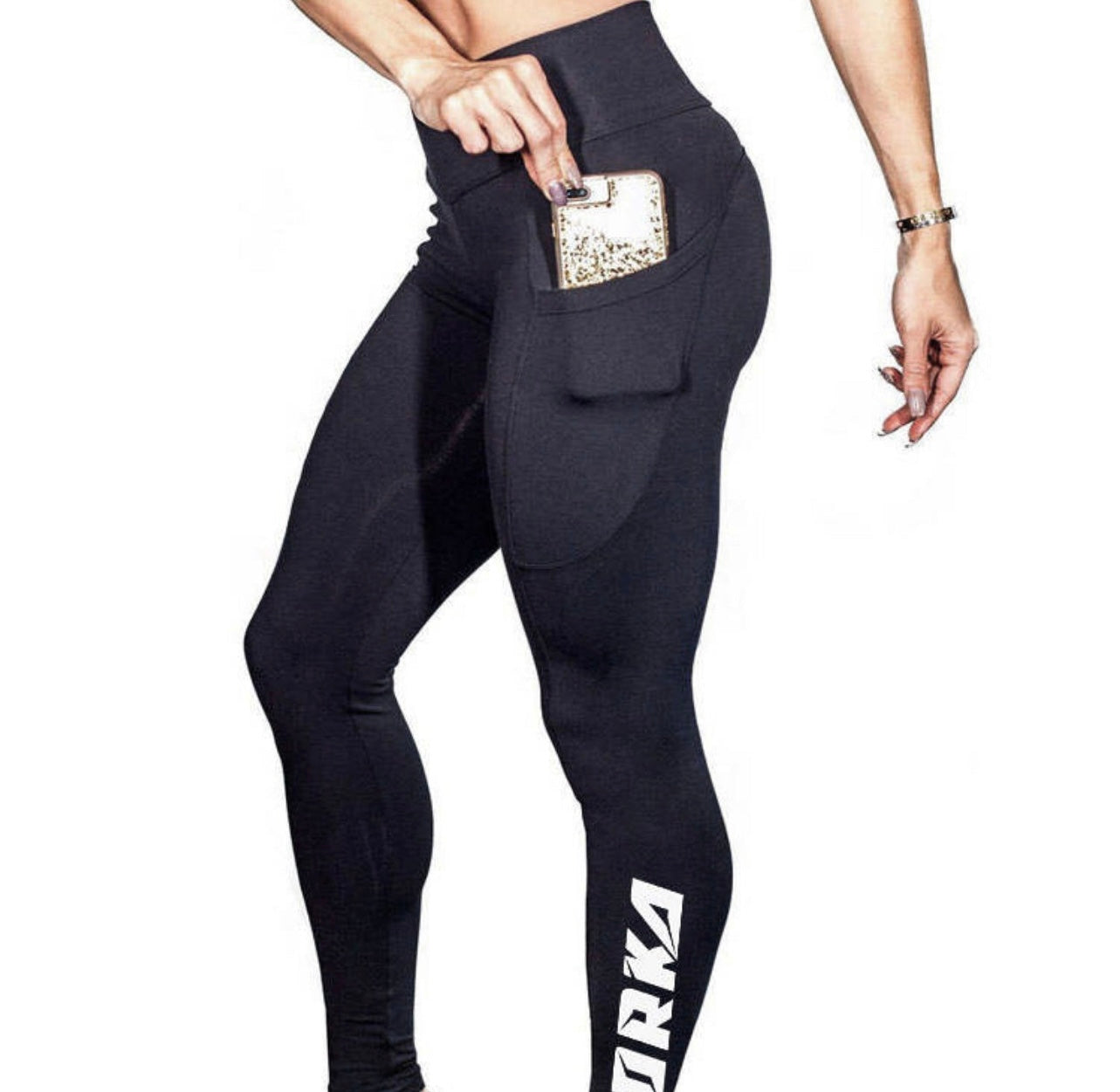 GYMORKA -  Black Curvy Chic Low-Rise Leggings