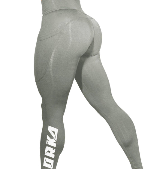 GYMORKA - Deep-Grey Capri Leggings with Logo Accent