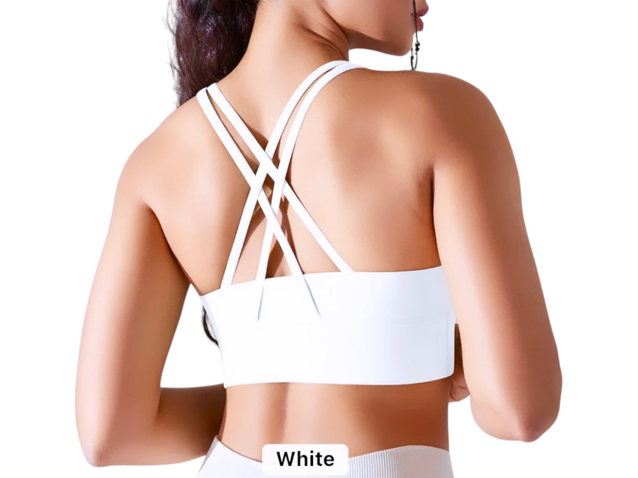 GYMORKA -White High Impact Cross Back Sports Bra