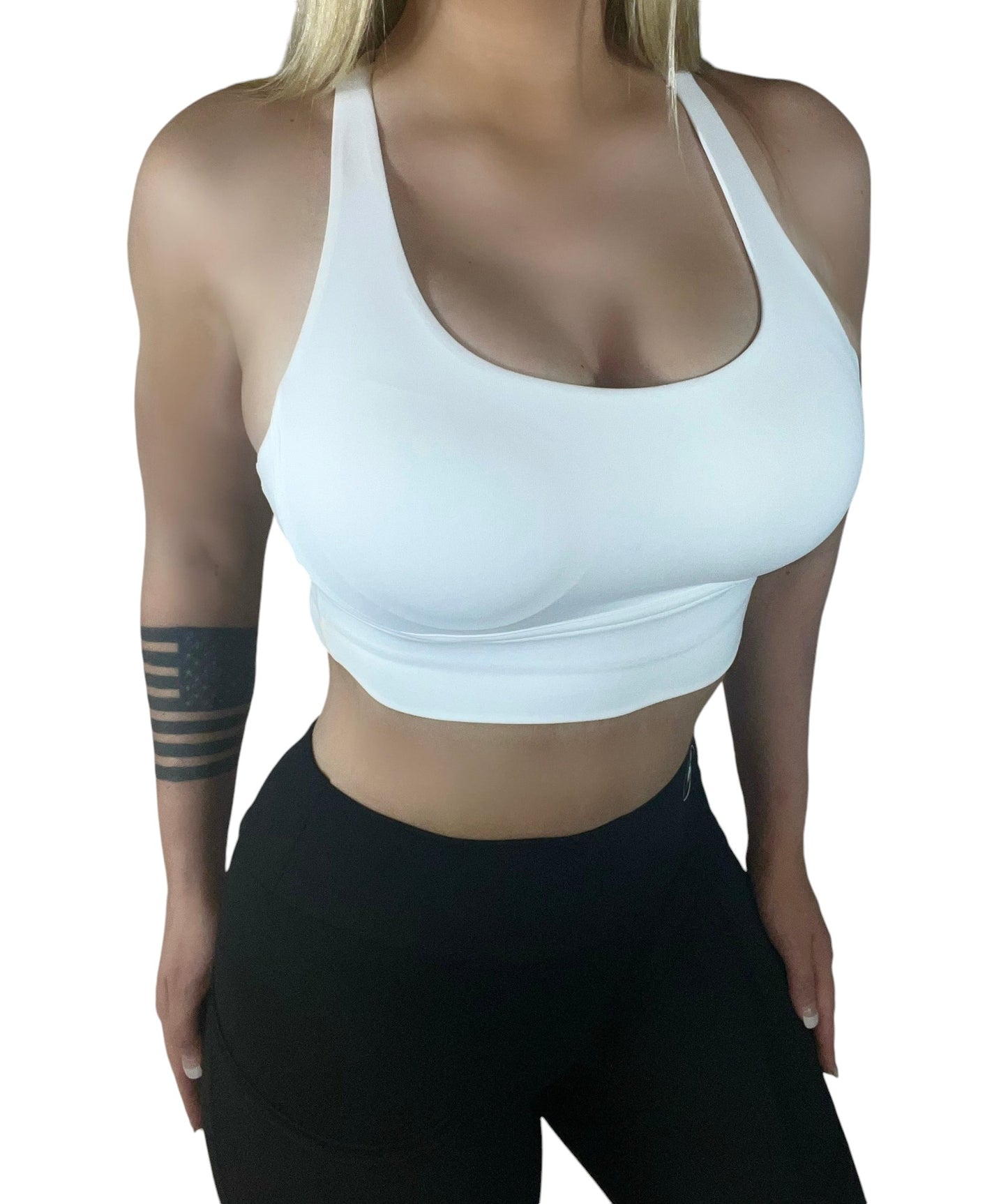 GYMORKA -White High Impact Cross Back Sports Bra